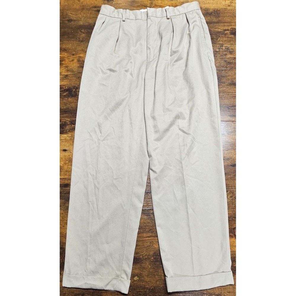 VTG Polo Ralph Lauren Andrew Pleated Pants Mens 32x30 Beige Wide Leg Chinos